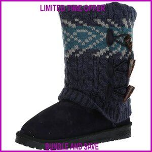 Mid-Calf Fashion Boots with Faux Fur Lining and Knit Design